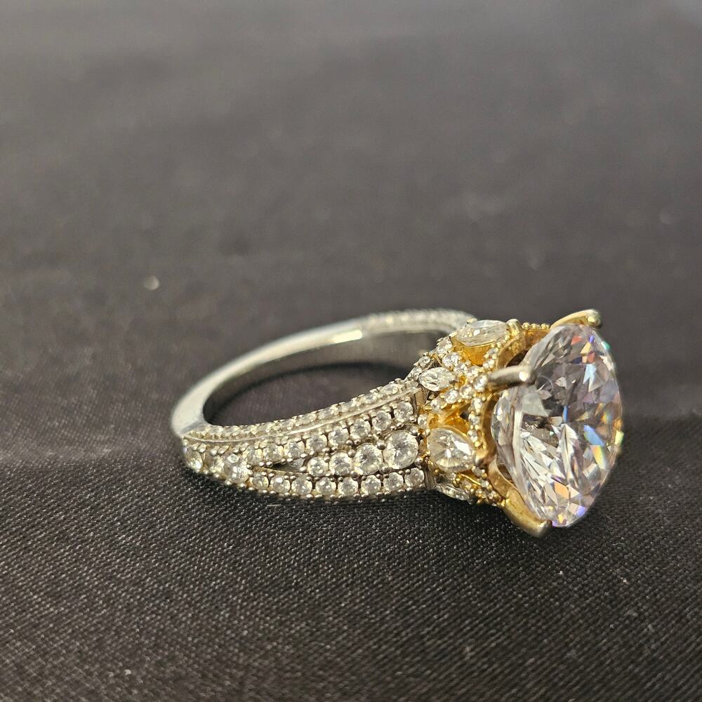 JTV Bella Luce 4.5ctw Round Halo Ring 925 Sterling Sz 8 Two Tone - Picture 6 of 7